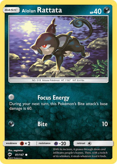 Carta Alolan Rattata 81/147 do set Burning Shadows — Pokémon TCG | Bynx