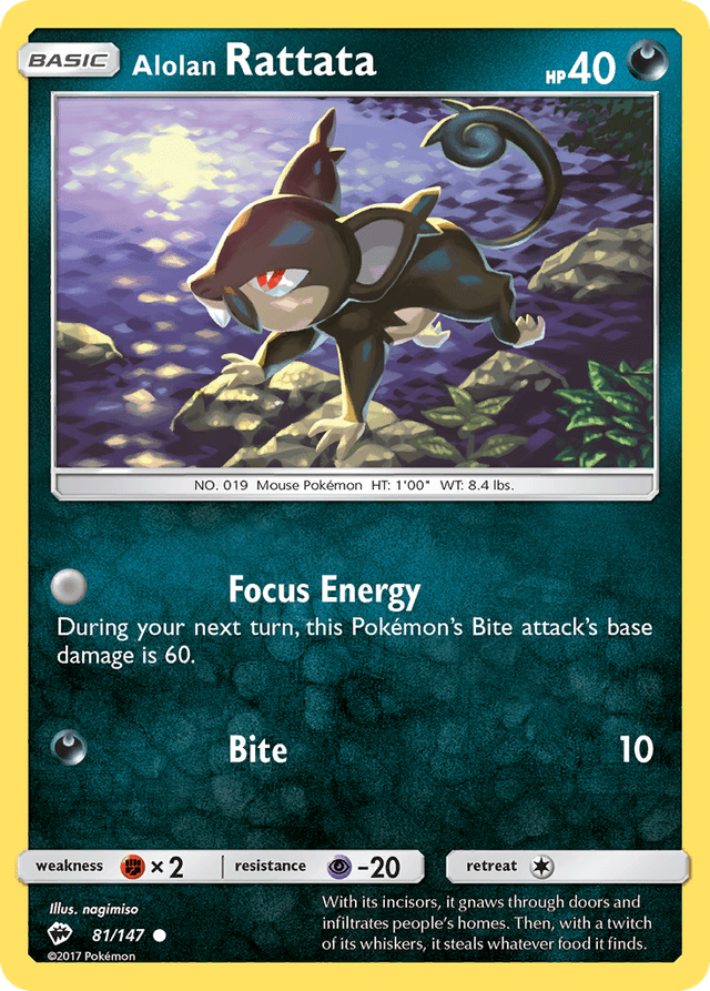 Carta Alolan Rattata 81/147 do set Burning Shadows — Pokémon TCG | Bynx