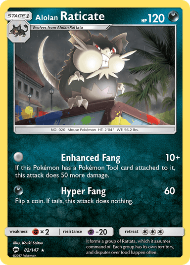 Carta Alolan Raticate 82/147 do set Burning Shadows — Pokémon TCG | Bynx