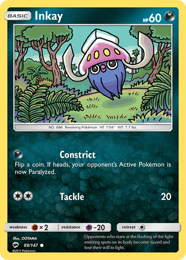 Carta Inkay 89/147 do set Burning Shadows — Pokémon TCG | Bynx