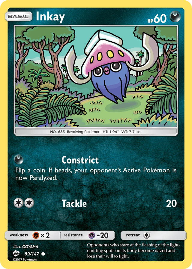Carta Inkay 89/147 do set Burning Shadows — Pokémon TCG | Bynx