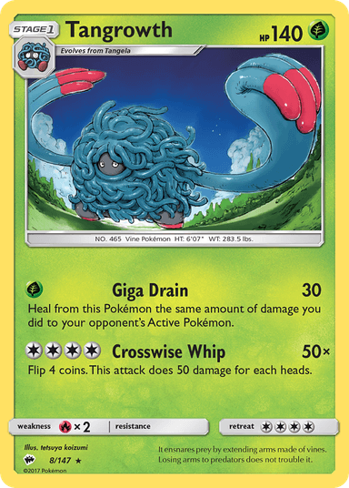Carta Tangrowth 8/147 do set Burning Shadows — Pokémon TCG | Bynx