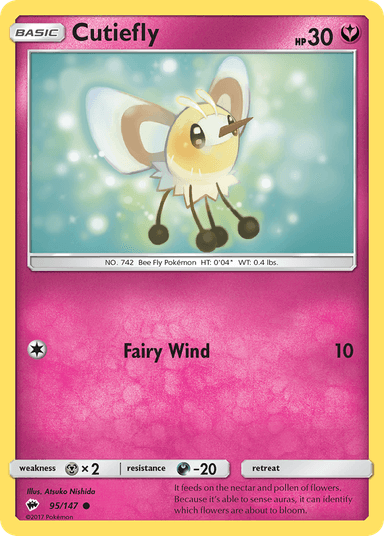Carta Cutiefly 95/147 do set Burning Shadows — Pokémon TCG | Bynx