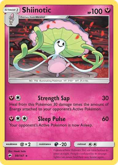 Carta Shiinotic 98/147 do set Burning Shadows — Pokémon TCG | Bynx