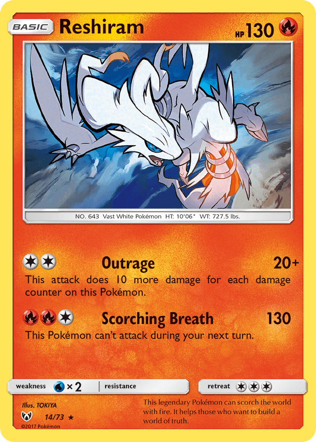 Carta Reshiram 14/73 do set Shining Legends — Pokémon TCG | Bynx