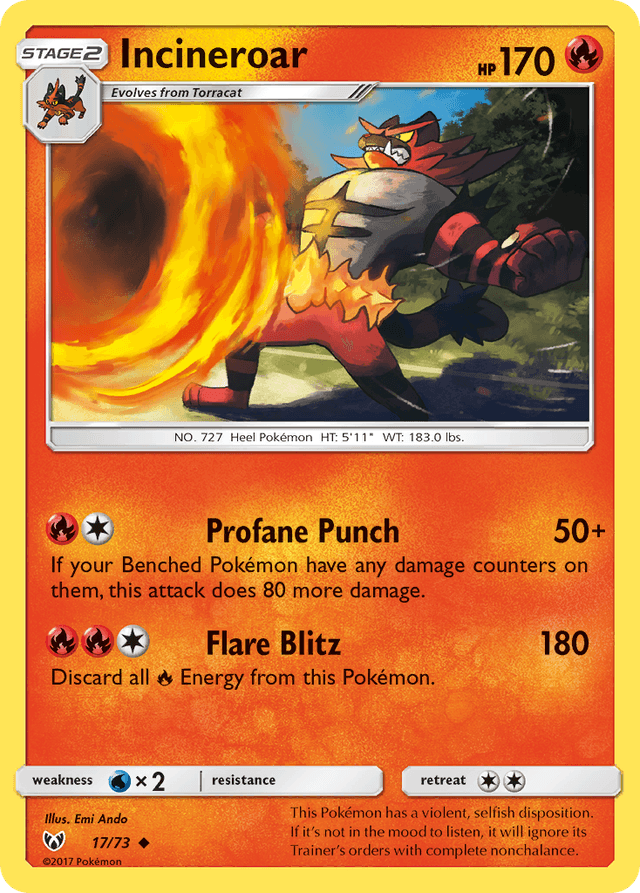 Carta Incineroar 17/73 do set Shining Legends — Pokémon TCG | Bynx