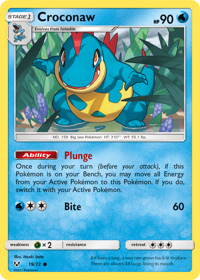 Carta Croconaw 19/73 do set Shining Legends — Pokémon TCG | Bynx