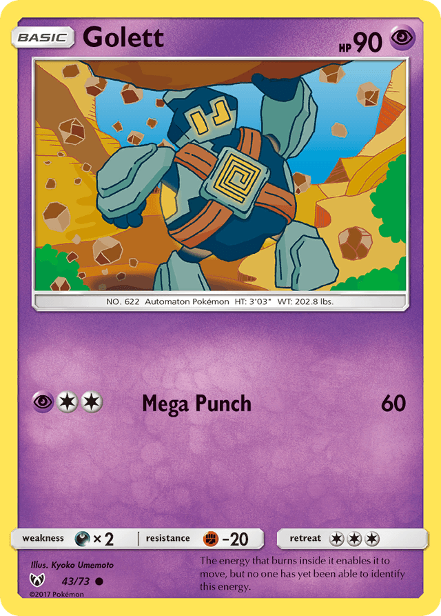 Carta Golett 43/73 do set Shining Legends — Pokémon TCG | Bynx