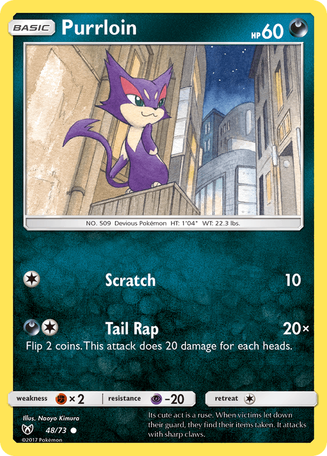 Carta Purrloin 48/73 do set Shining Legends — Pokémon TCG | Bynx