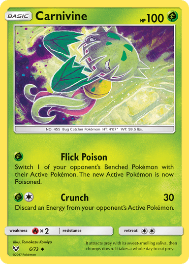 Carta Carnivine 6/73 do set Shining Legends — Pokémon TCG | Bynx