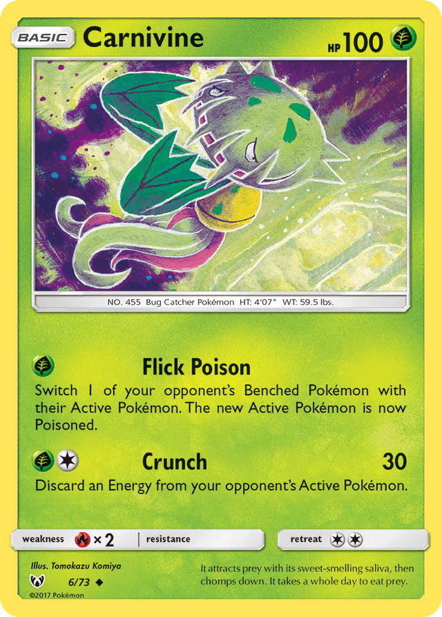 Carta Carnivine 6/73 do set Shining Legends — Pokémon TCG | Bynx
