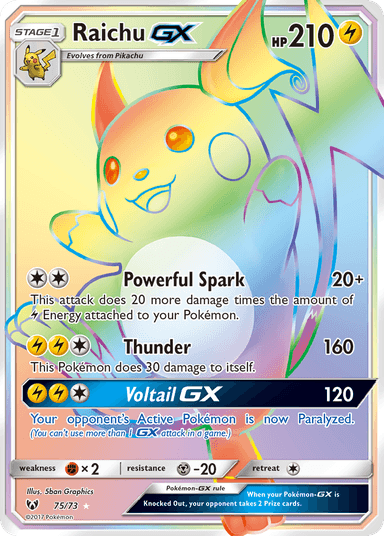 Carta Raichu-GX 75/73 do set Shining Legends — Pokémon TCG | Bynx