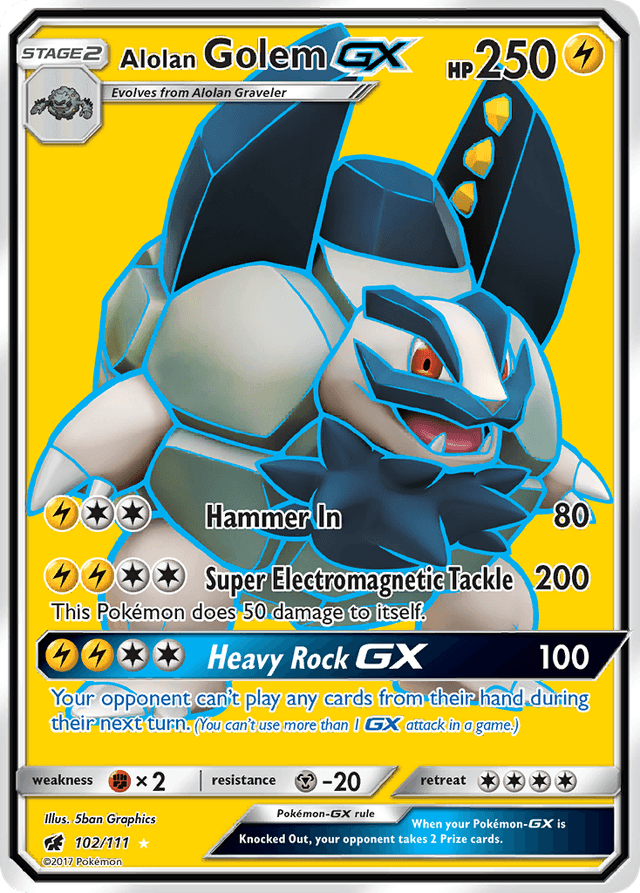 Carta Alolan Golem-GX 102/111 do set Crimson Invasion — Pokémon TCG | Bynx