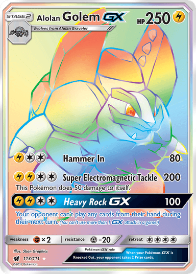 Carta Alolan Golem-GX 113/111 do set Crimson Invasion — Pokémon TCG | Bynx