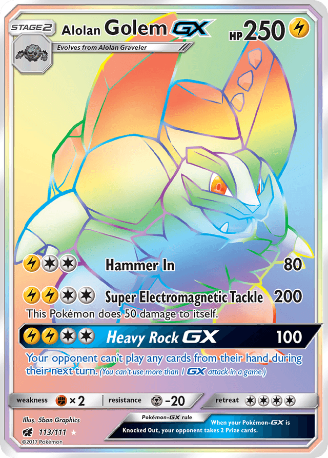 Carta Alolan Golem-GX 113/111 do set Crimson Invasion — Pokémon TCG | Bynx