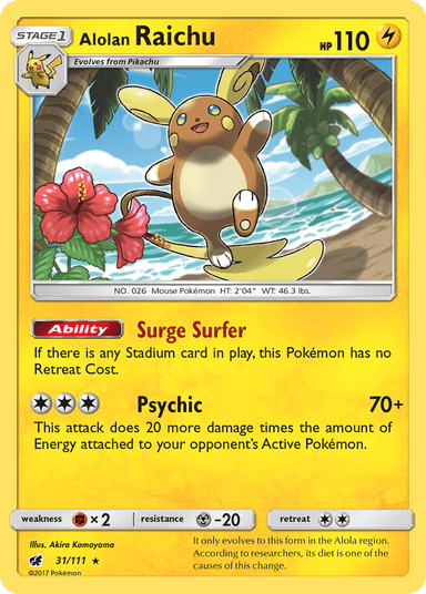 Carta Alolan Raichu 31/111 do set Crimson Invasion — Pokémon TCG | Bynx