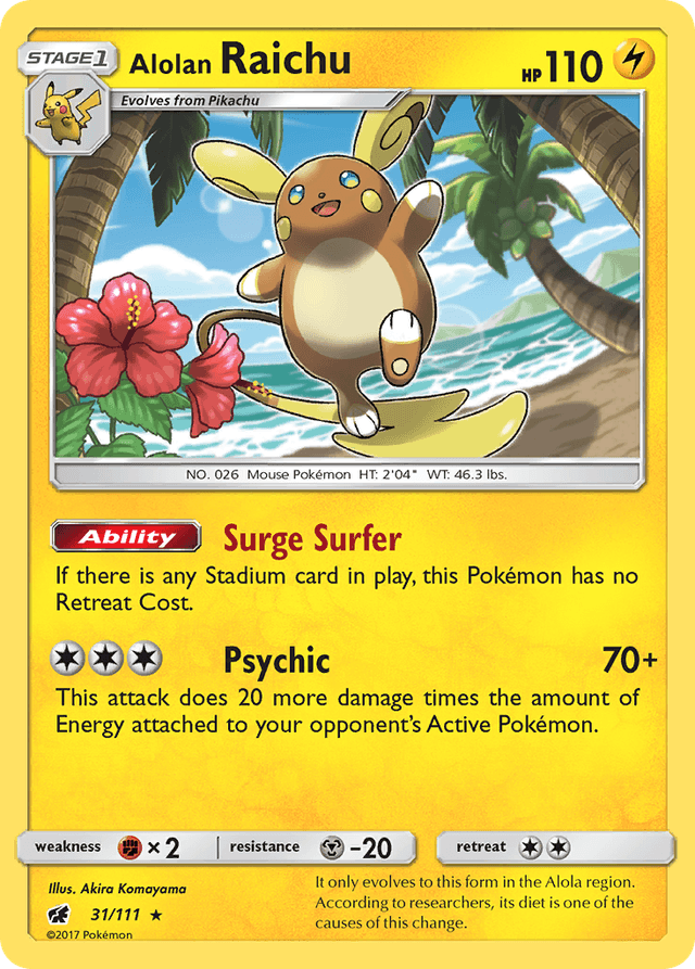 Carta Alolan Raichu 31/111 do set Crimson Invasion — Pokémon TCG | Bynx