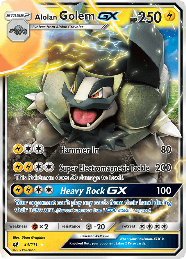 Carta Alolan Golem-GX 34/111 do set Crimson Invasion — Pokémon TCG | Bynx