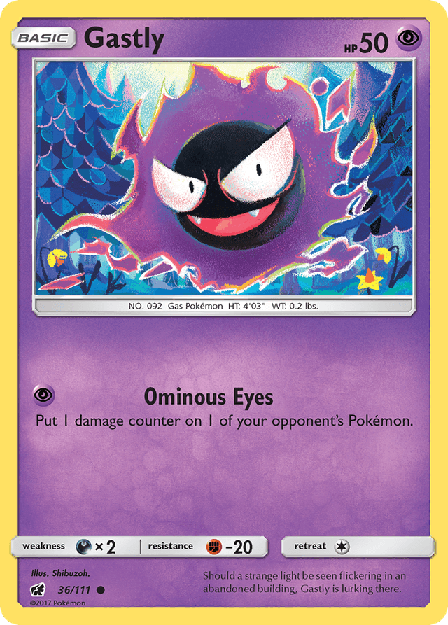Carta Gastly 36/111 do set Crimson Invasion — Pokémon TCG | Bynx