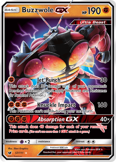 Carta Buzzwole-GX 57/111 do set Crimson Invasion — Pokémon TCG | Bynx