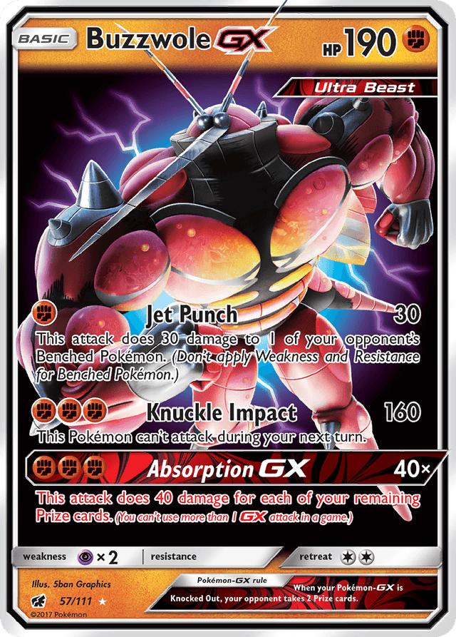 Carta Buzzwole-GX 57/111 do set Crimson Invasion — Pokémon TCG | Bynx