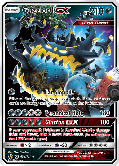 Carta Guzzlord-GX 63a/111 do set Crimson Invasion — Pokémon TCG | Bynx