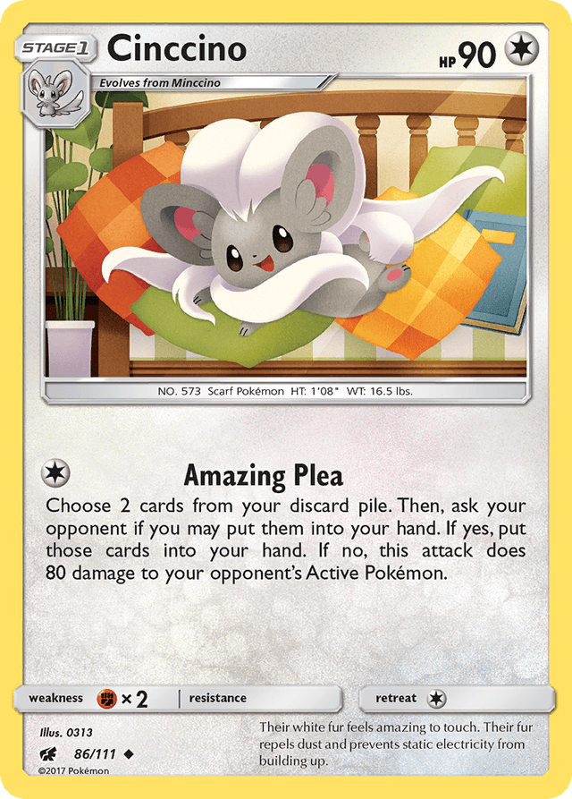 Carta Cinccino 86/111 do set Crimson Invasion — Pokémon TCG | Bynx