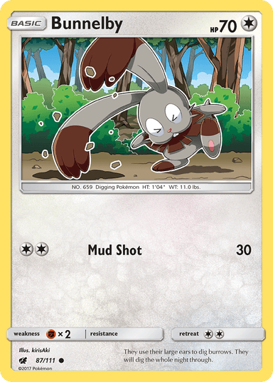 Carta Bunnelby 87/111 do set Crimson Invasion — Pokémon TCG | Bynx