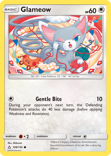 Carta Glameow 108/156 do set Ultra Prism — Pokémon TCG | Bynx