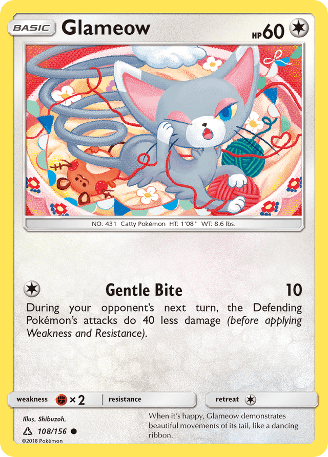 Carta Glameow 108/156 do set Ultra Prism — Pokémon TCG | Bynx