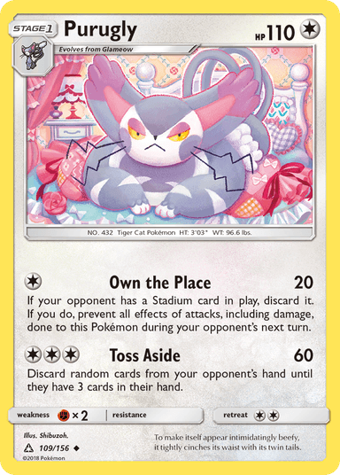 Carta Purugly 109/156 do set Ultra Prism — Pokémon TCG | Bynx