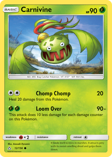 Carta Carnivine 12/156 do set Ultra Prism — Pokémon TCG | Bynx