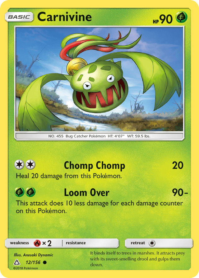 Carta Carnivine 12/156 do set Ultra Prism — Pokémon TCG | Bynx