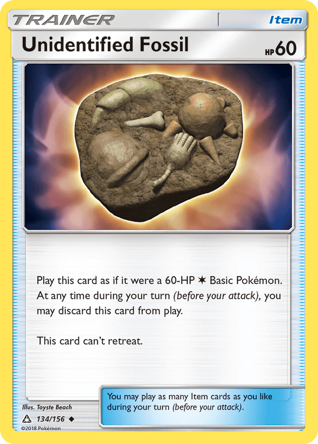 Carta Unidentified Fossil 134/156 do set Ultra Prism — Pokémon TCG | Bynx