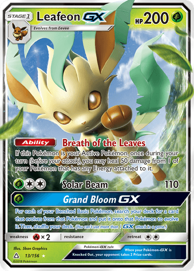 Carta Leafeon-GX 13/156 do set Ultra Prism — Pokémon TCG | Bynx