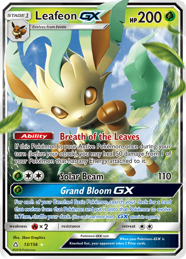 Carta Leafeon-GX 13/156 do set Ultra Prism — Pokémon TCG | Bynx