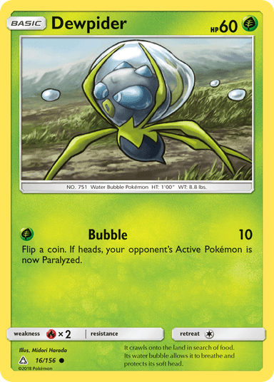 Carta Dewpider 16/156 do set Ultra Prism — Pokémon TCG | Bynx