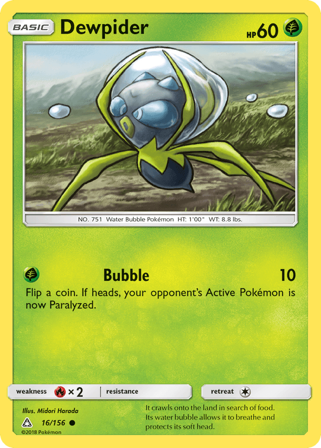 Carta Dewpider 16/156 do set Ultra Prism — Pokémon TCG | Bynx