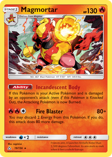 Carta Magmortar 19/156 do set Ultra Prism — Pokémon TCG | Bynx