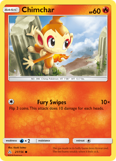 Carta Chimchar 21/156 do set Ultra Prism — Pokémon TCG | Bynx