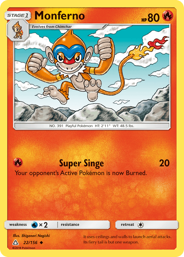 Carta Monferno 22/156 do set Ultra Prism — Pokémon TCG | Bynx