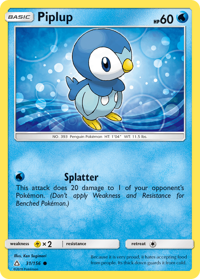 Carta Piplup 31/156 do set Ultra Prism — Pokémon TCG | Bynx