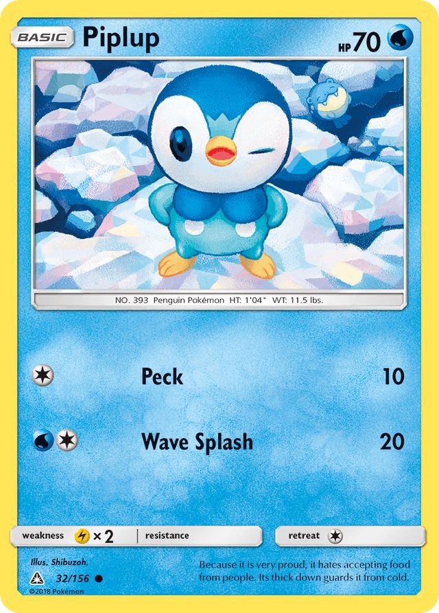 Carta Piplup 32/156 do set Ultra Prism — Pokémon TCG | Bynx