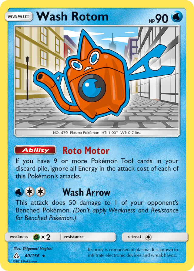 Carta Wash Rotom 40/156 do set Ultra Prism — Pokémon TCG | Bynx