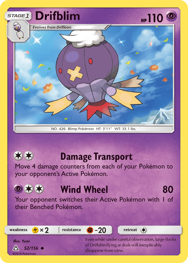 Carta Drifblim 52/156 do set Ultra Prism — Pokémon TCG | Bynx