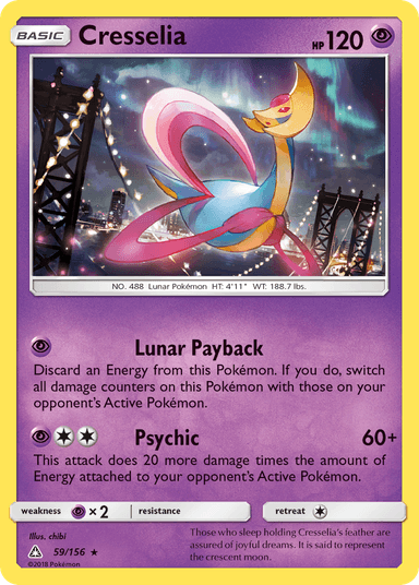Carta Cresselia 59/156 do set Ultra Prism — Pokémon TCG | Bynx