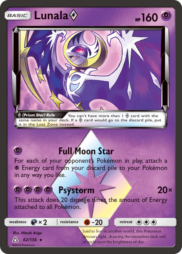Carta Lunala ◇ 62/156 do set Ultra Prism — Pokémon TCG | Bynx
