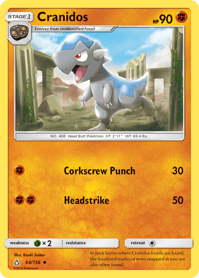 Carta Cranidos 64/156 do set Ultra Prism — Pokémon TCG | Bynx