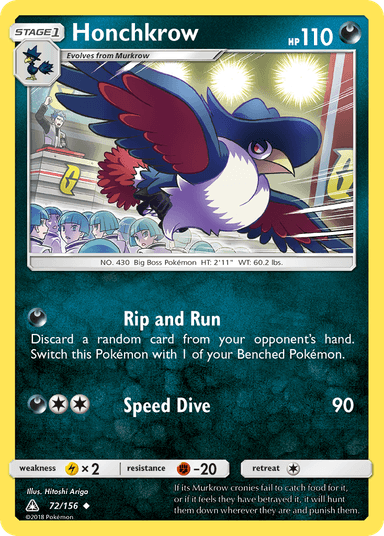 Carta Honchkrow 72/156 do set Ultra Prism — Pokémon TCG | Bynx