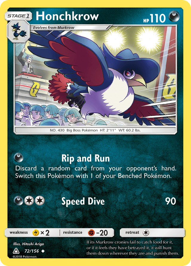 Carta Honchkrow 72/156 do set Ultra Prism — Pokémon TCG | Bynx